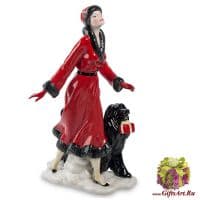 Фарфоровая статуэтка Дама с ньюфом. DiKaye. Золотой век Высота 31 см.