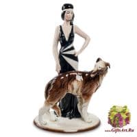 Фарфоровая статуэтка Дама с борзой. DiKaye. Золотой век Высота 32 см.