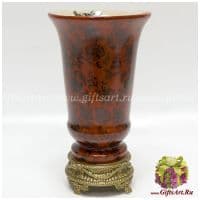 Ваза. Фарфор и бронза. Коллекция Цветущий шиповник. Ручная работа. Высота 25 см