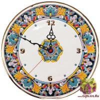 Часы настенные в стиле Cearco керамические. Ручная роспись, эмали, золото. 48003 Диаметр 30 см.