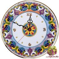 Часы настенные в стиле Cearco керамические. Ручная роспись, эмали, золото. 49003 Диаметр 30 см.