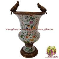 Ваза Пара попугаев в цветах. Фарфор и бронза. Ручная работа Высота 41 см