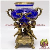 Ваза в антикварном стиле. Стекло и бронза. Декор Небеса. Ручная работа. Высота 38 см