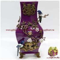 Ваза. Фарфор и бронза. Птицы. Коллекция Императорский сад. Ручная работа. Высота 47 см