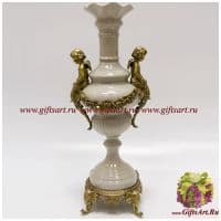 Ваза напольная. Фарфор и бронза. Коллекция Мечты ангелов. Белая. Ручная работа. Высота 56 см