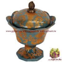 Сахарница вазочка. Фарфор и бронза. Коллекция Небесные гирлянды. Ручная работа. 18 см