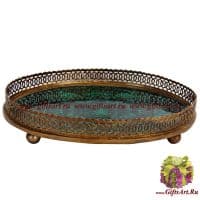 Блюдо. Фарфор и бронза. Декор Хозяйка медной горы. Ручная работа. Размер 25 см