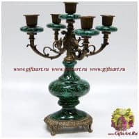 Подсвечник на 5 свечей. Фарфор и бронза. Декор Хозяйка медной горы. Ручная работа. Высота 33 см