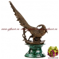 Фазан. Фарфор и бронза. Декор Хозяйка медной горы. Ручная работа. Высота 25 см