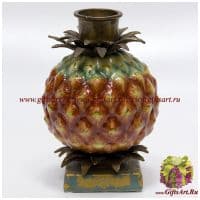 Подсвечник. Фарфор и бронза. Декор Ананас. Ручная работа. Высота 16 см