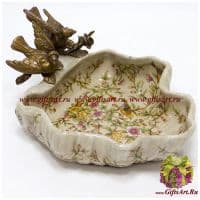 Блюдо под мелочь. Фарфор и бронза. Коллекция Лето в раю. Ручная работа. Размер 19 см