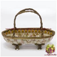 Ваза корзинка. Фарфор и бронза. Ручная работа. Коллекция Лето в раю. Высота 18 см