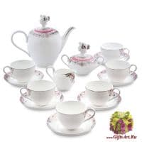 Чайный сервиз Примадонна на 6 персон 15 предметов Костяной фарфор.