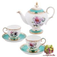 Чайный сервиз Цветок Неаполя на 2 персоны 5 предметов Костяной фарфор