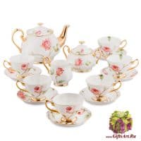 Чайный сервиз Итальянская роза на 6 персон 15 предметов Костяной фарфор