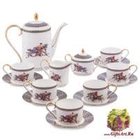 Чайный сервиз Восточное Поло на 6 персон 15 предметов Костяной фарфор