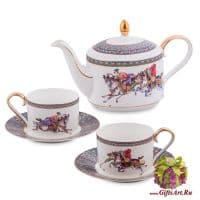 Чайный сервиз Восточное Поло на 2 персоны 5 предметов Костяной фарфор
