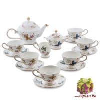 Чайный сервиз Райский сад на 6 персон 15 предметов Костяной фарфор