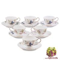 Чайный сервиз Райский уголок 6 персон 12 предметов Костяной фарфор