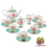 Чайный сервиз Роза Милана на 6 персон 15 предметов Костяной фарфор