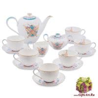 Чайный сервиз Песня Мотылька на 6 персон 15 предметов Костяной фарфор