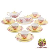 Чайный сервиз Пионы на 6 персон 22 предмета Костяной фарфор
