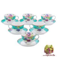 Чайный сервиз Виола 6 персон 12 предметов Костяной фарфор