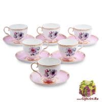 Чайный сервиз Цветок Неаполя Fiore Napoli на 6 персон 12 предметов Костяной фарфор