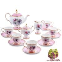 Чайный сервиз Цветок Неаполя Fiore Napoli на 6 персон 15 предметов Костяной фарфор