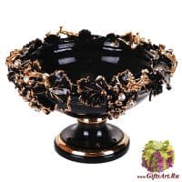 Ваза фруктовница &quot;Чёрный виноград&quot; керамика стразы Стелла Италия