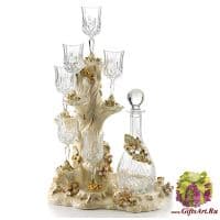 Набор для вина Белый виноград 7 предметов Высота 52 см стразы керамика Стелла Италия