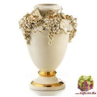 Ваза &quot;Белый виноград&quot; стразы Сваровский Высота 42 см Стелла Италия