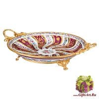 Блюдо большое. Фарфор и бронза. Декор Дворец Лихтенталь Россо. Длина 42 см. Ручная работа
