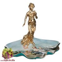 Блюдо Афродита. Фарфор и бронза. Ручная работа. Высота 36 см