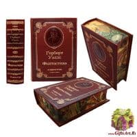 Книга Герберт Уэллс. Фантастика сочинения в одном томе. Подарочное издание. Кожаный переплет, золотое тиснение, рисованный обрез