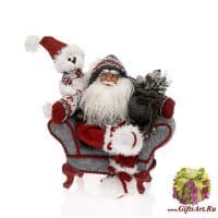 Санта Клаус в кресле с мишкой и подарками. 28 см RF-Collection Германия