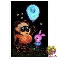 Картина из кристаллов Сваровски Винни Пух и Пятачок 20x30 см