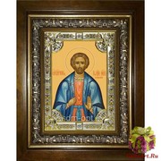 Икона освященная &quot;Иоанн Сочавский великомученик (Иван)&quot;, 18x24 см, со стразами, в деревянном киоте 24x30 см, 24x30 см