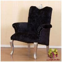 Кресло темнофиолетовое с серебренной отделкой. Велюр. Дерево. МДФ. Высота 108 см.