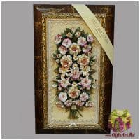 Картина фарфоровая панно Букет цветов  62 х 36 см. Италия