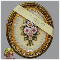 Картина фарфоровая панно Букет прекрасных цветов  38 х 32 см. Италия