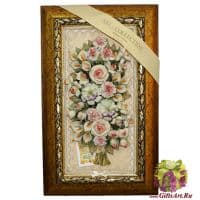 Картина фарфоровая панно Букет прекрасных цветов  32 х 52 см. Италия
