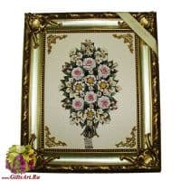 Картина фарфоровая панно Букет прекрасных цветов 72 х 83 см. Италия