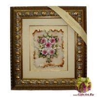 Картина фарфоровая панно Букет прекрасных цветов 51 х 50 см. Италия