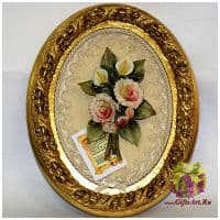 Картина фарфоровая панно Букет прекрасных цветов 25 х 30 см. Италия