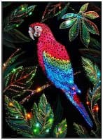 Хрустальная картина со стразами Ара на ветке отличный подарок!