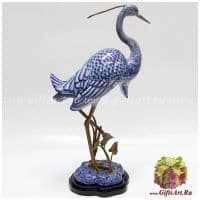 Большая голубая цапля. Фарфор и бронза. Ручная работа. Размер 56 см