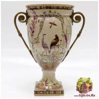 Ваза Птичий двор. Фарфор и бронза. Ручная работа. Высота 33 см