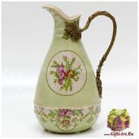 Кувшин. Фарфор и бронза. Декор Сказочный сад. Ручная работа. Высота 24 см