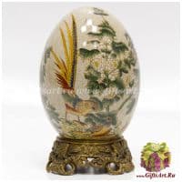 Яйцо пасхальное. Фарфор и бронза. Декор Пара золотых фазанов. Ручная работа. Высота 16 см